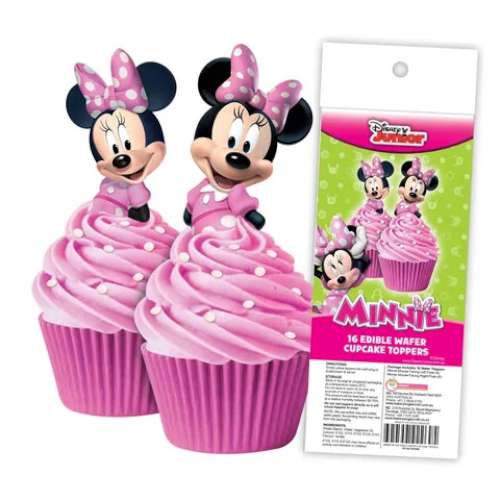 Edible Wafer Cupcake Decorations - Minnie Mouse - Click Image to Close